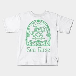 Tea Time - Art Nouveau Tea cup Kids T-Shirt